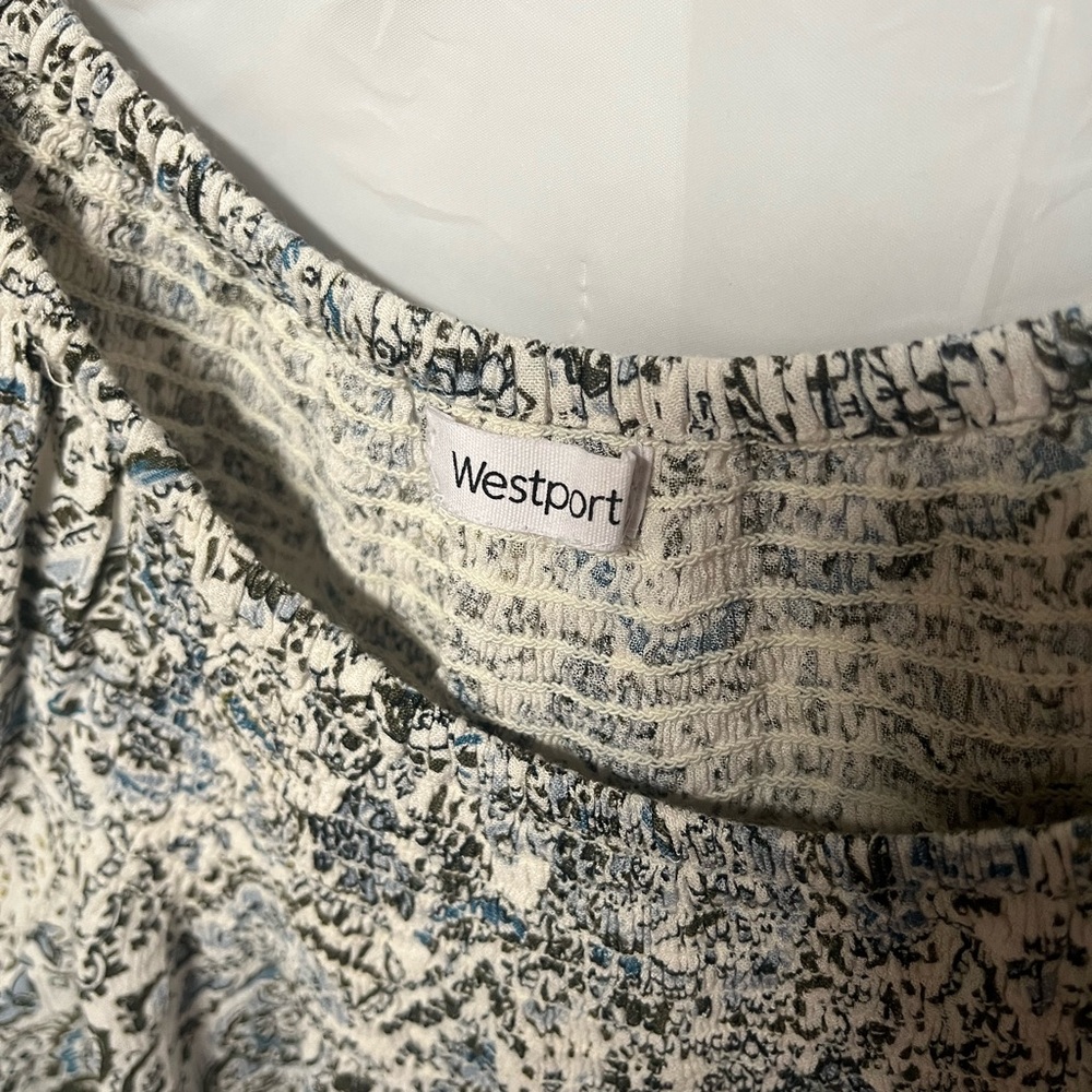 Westport Women's Blue and White Paisley Blouse - Picture 2 of 4
